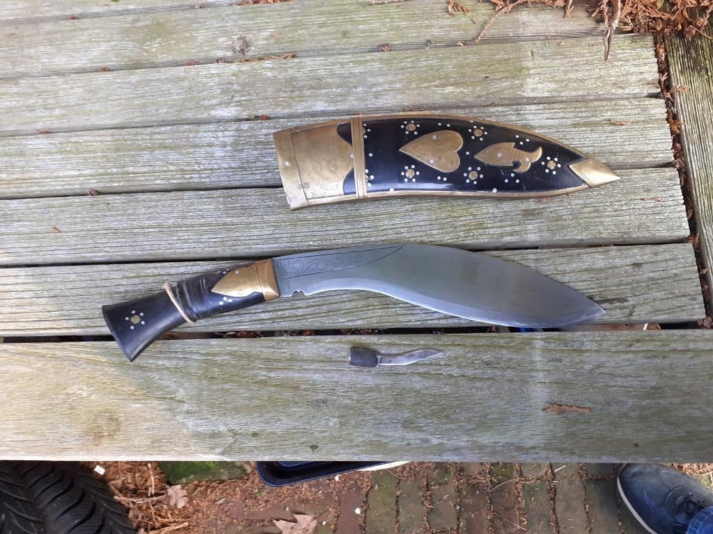Antieke Gurkha Kukri Dolk en met Klein Mesje, Ophalen of Verzenden