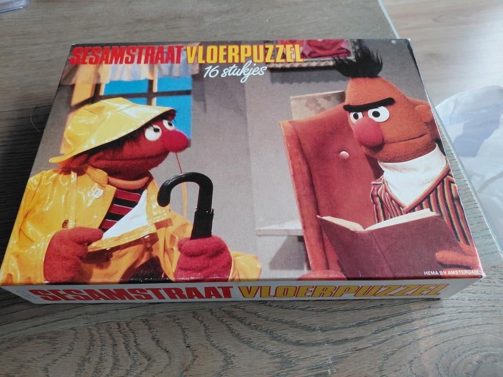 Vintage Sesamstraat vloerpuzzel (HEMA) – 16 stukjes, Ophalen of Verzenden, 10 tot 50 stukjes, Zo goed als nieuw, 0 tot 6 maanden