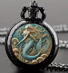 nieuw zakhorloge zeemeermin aan 80cm ketting, Overige merken, Zakhorloge, Staal, Verzenden