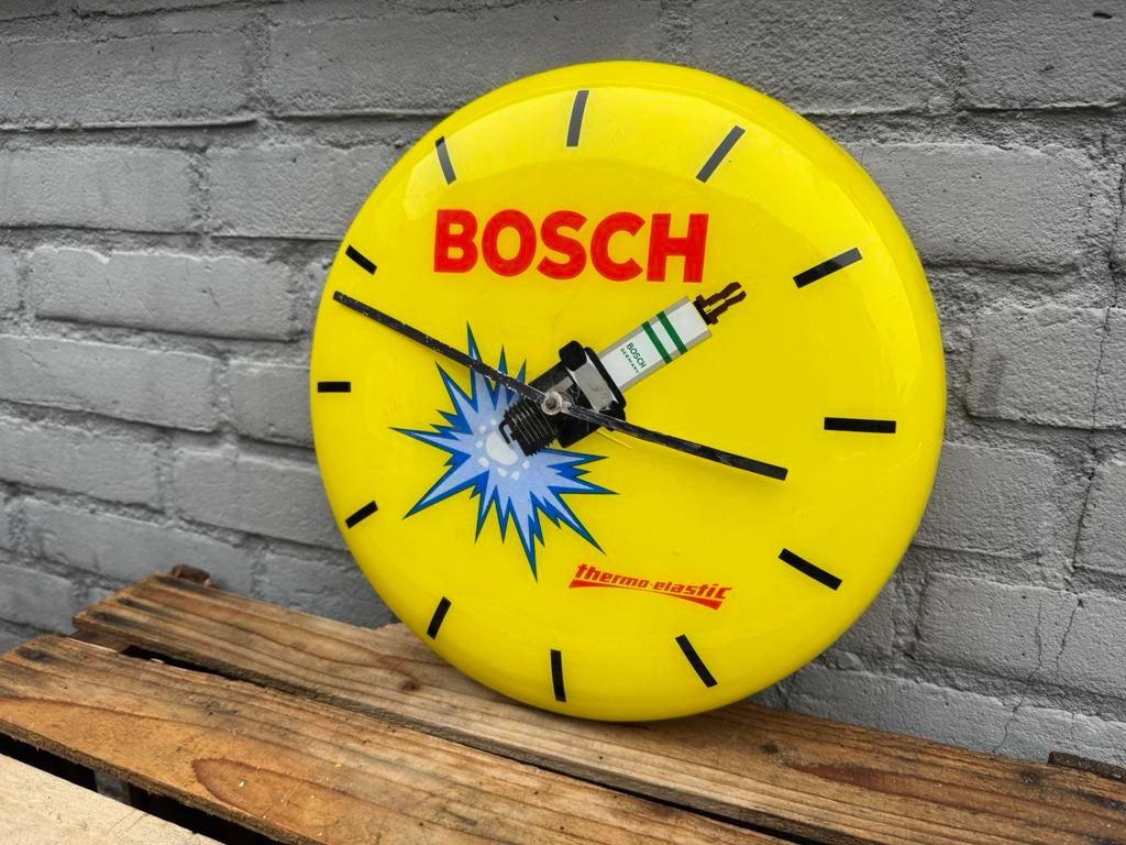 Bosch Bougie oude reclame klok, Verzamelen, Ophalen, Reclamebord, Gebruikt, .