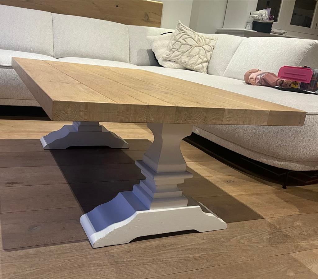 Kloostertafel wit + hout, Ophalen, Gebruikt, 100 tot 150 cm, 50 tot 100 cm