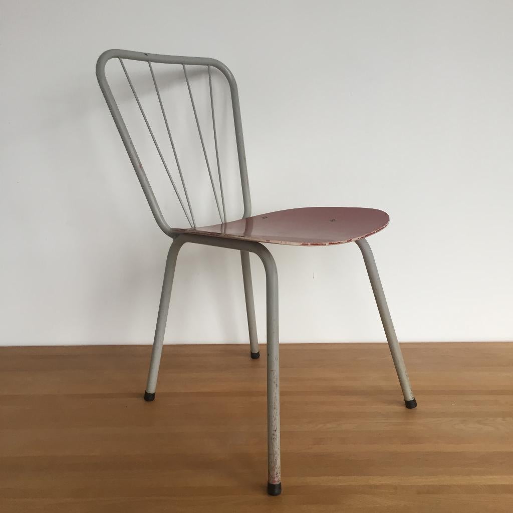 Jaren 50 60 metalen spijlen stoel Rawi Auping, Huis en Inrichting, Stoelen, Overige kleuren, Auping, Vintage, Ophalen of Verzenden