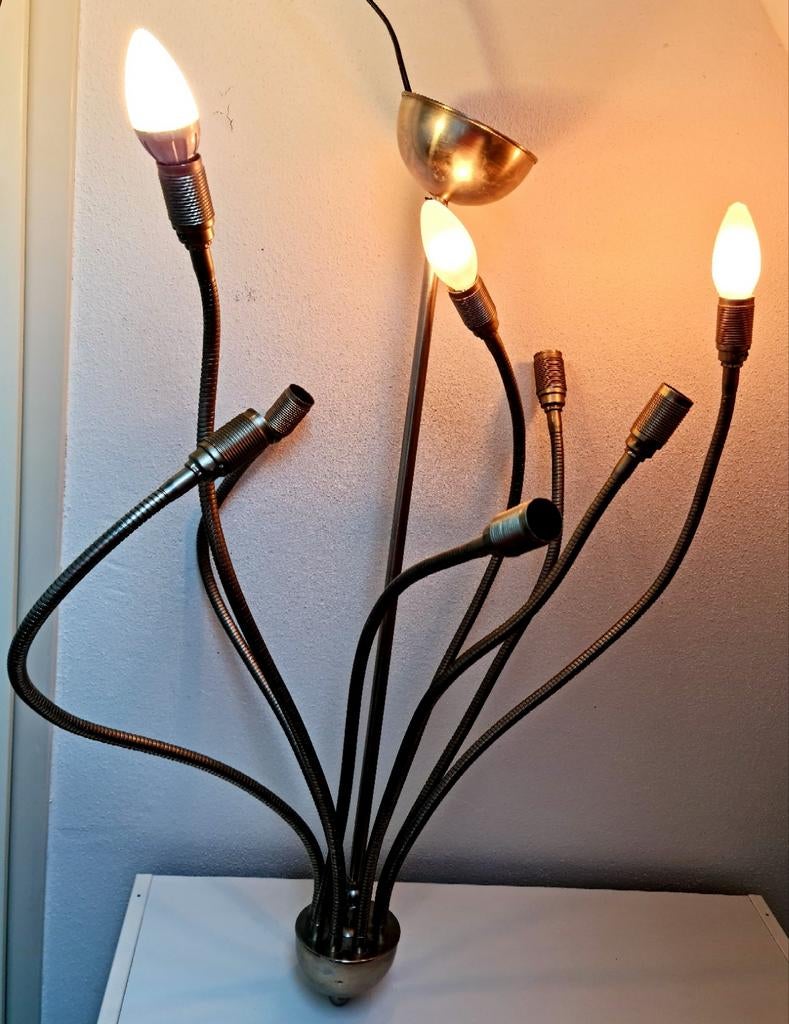 Hanglamp plafondlamp Octopus metaal met 8 buigzame armen, Ophalen, Gebruikt, 50 tot 75 cm, Metaal