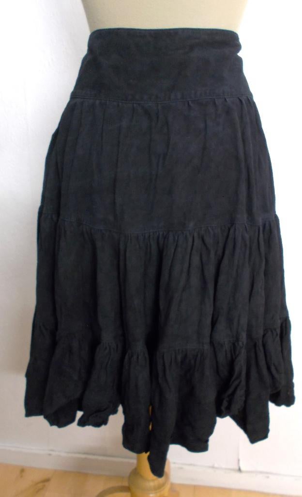 Originele zwarte suede maxi stroken rok van Ralph Lauren! 42, Zwart, Maat 42/44 (L), Ophalen of Verzenden, Zo goed als nieuw