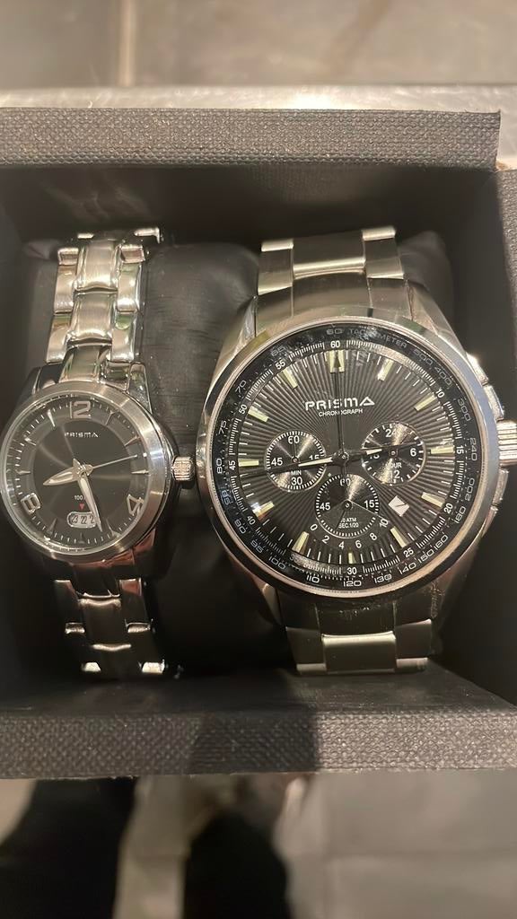 Prisma horlogeset stainlessteel sapphire crystal, Ophalen of Verzenden, Zo goed als nieuw, Staal, Overige merken