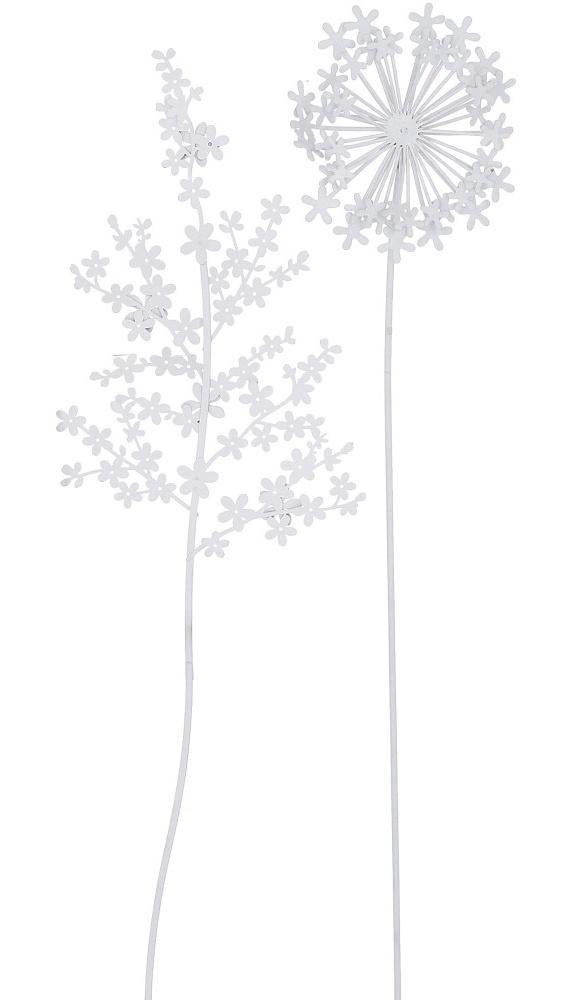 BLOEMEN - WIT METAAL - WANDDECORATIE
