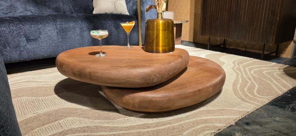 Organische Salontafel Mangohout Bruin & Naturel | Showmodel, Ophalen, 100 tot 150 cm, Bornsestraat 31, Jarameubeloutlet@hotmail.com