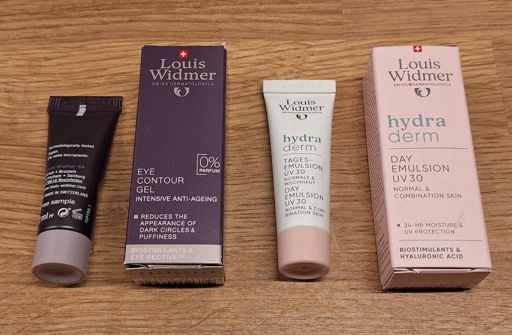 Louis Widmer Oogcontour Gel & Hydra Derm Dag Emulsie UV30, Ogen, Wit, Nieuw, Ophalen of Verzenden