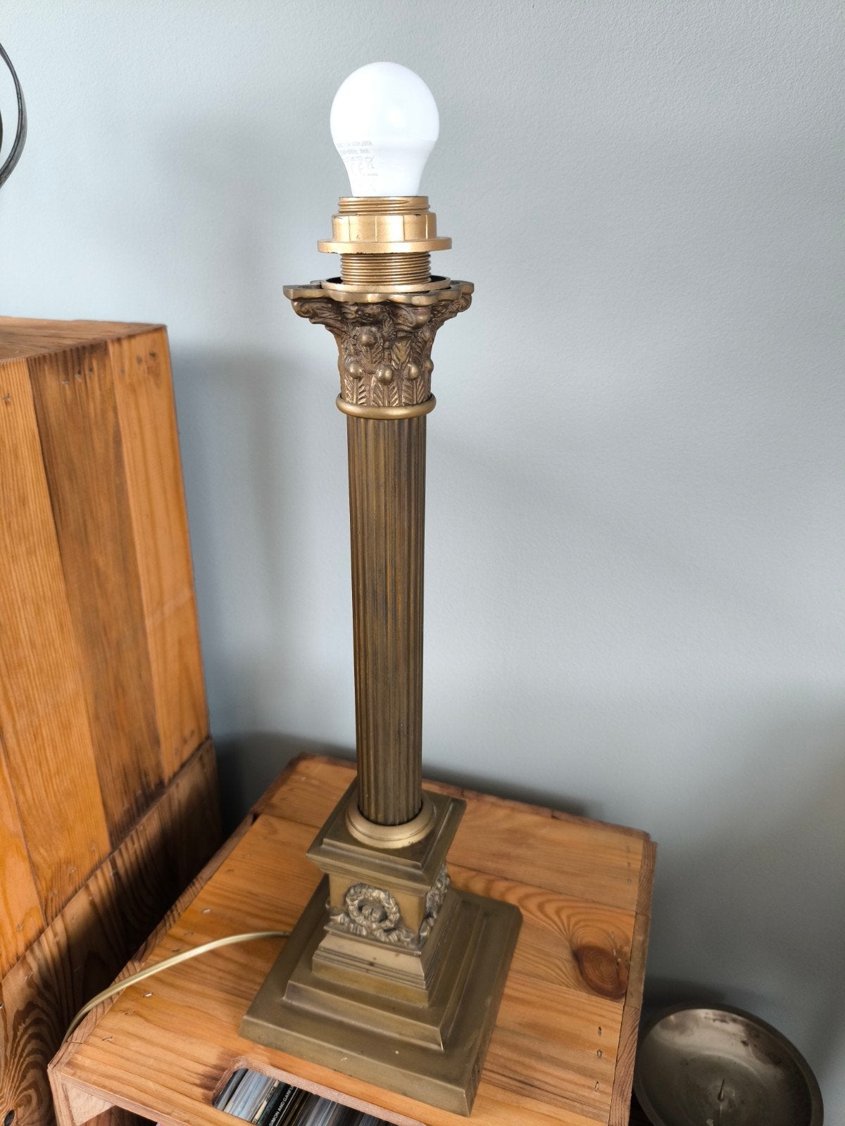 Grote lamp messing kolomlamp Korintische zuil Empire (vintag, Ophalen of Verzenden
