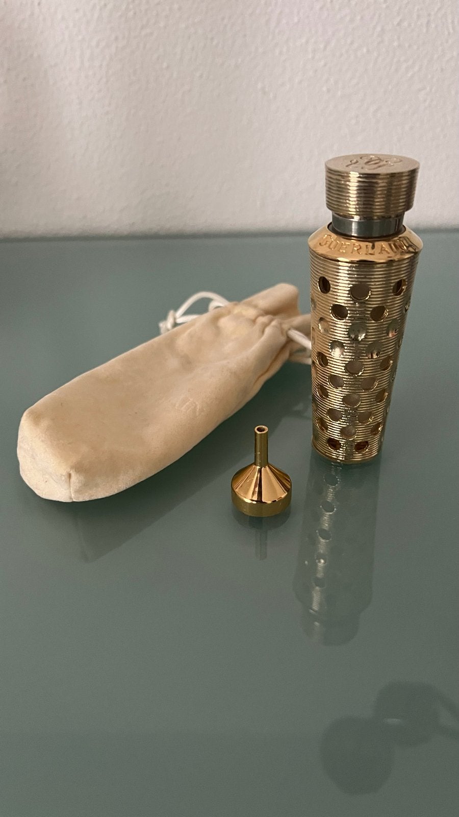 Guerlain Shalimar Vintage Verstuiver met Trechter en Zakje, Sieraden, Tassen en Uiterlijk, Ophalen of Verzenden, Zo goed als nieuw