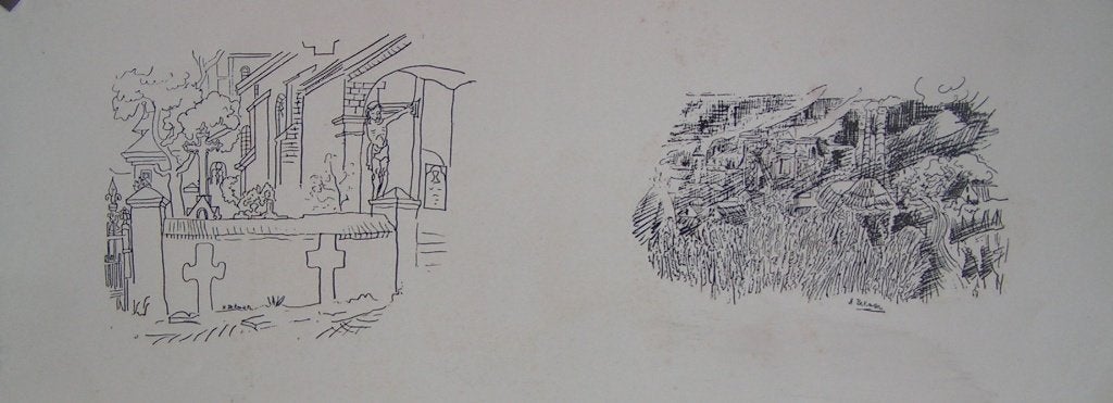 H.Bekman Houtgravure ets st Severinuskerk in Grathem limburg, Antiek en Kunst, Kunst | Tekeningen en Foto's, Verzenden, Tekening
