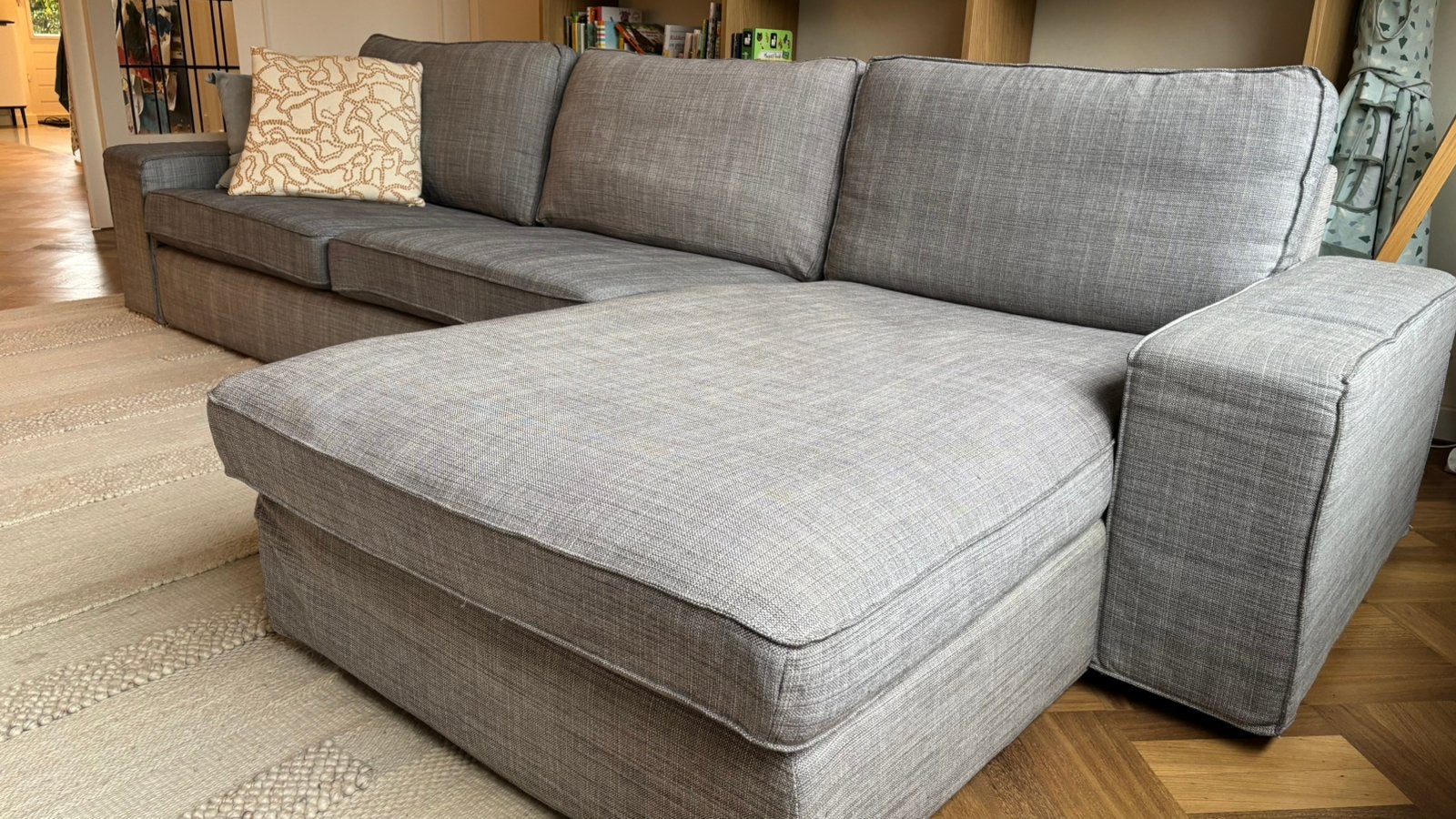 4-zitsbank met chaise longue (Ikea Kivik), Ophalen, 75 tot 100 cm, Zo goed als nieuw, Stof