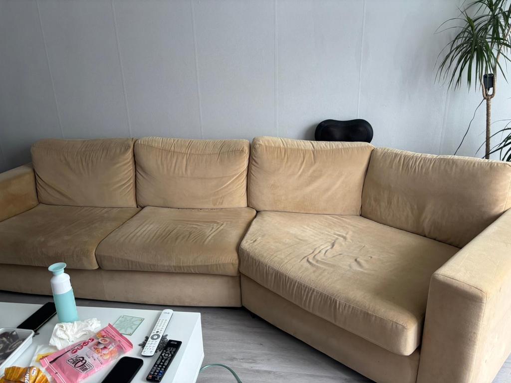 Comfortabele hoekbank - Beige, Ophalen, Gebruikt