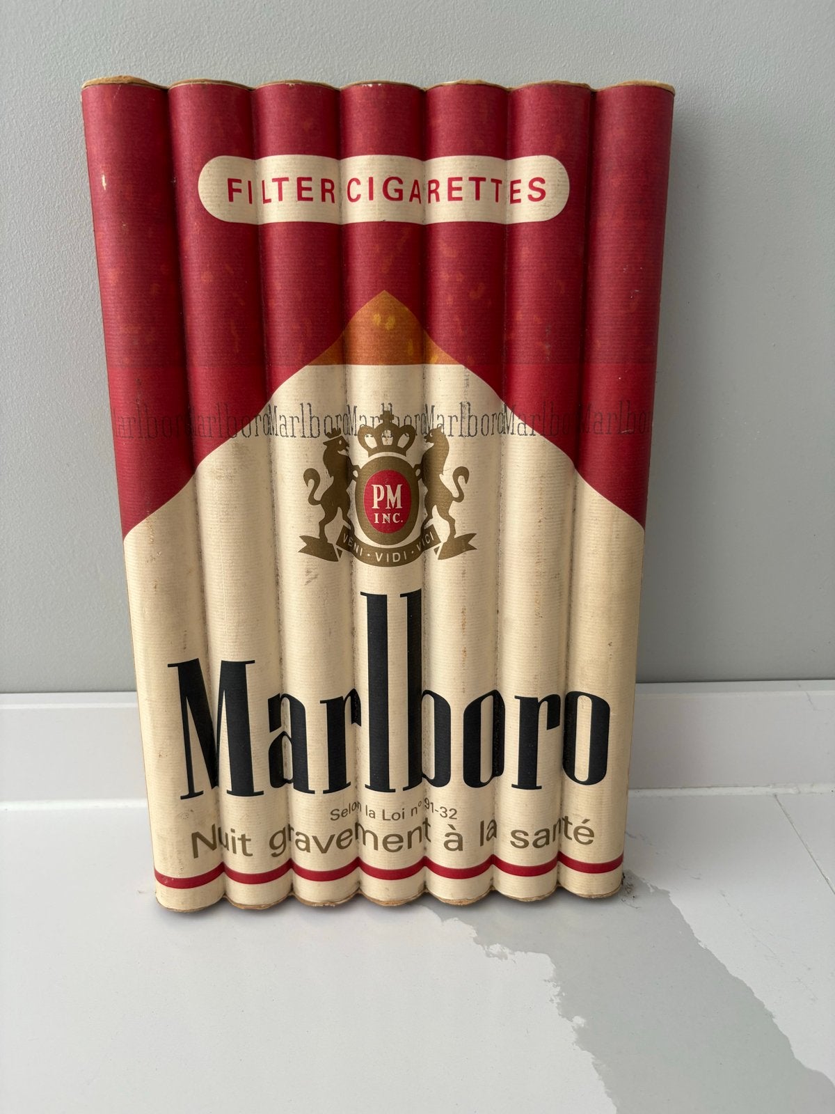 Vintage Marlboro reclamebord 20x30 cm 3d, Verzenden, Zo goed als nieuw, Reclamebord