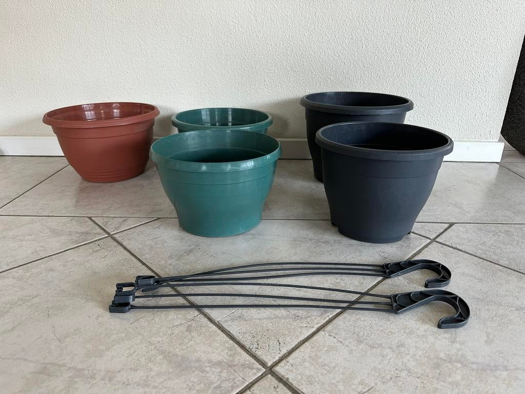 plantenpotten bloempotten diam 25-27 x H 16-20 kunststof 5st, 25 tot 40 cm, Kunststof, Rond, Ophalen of Verzenden
