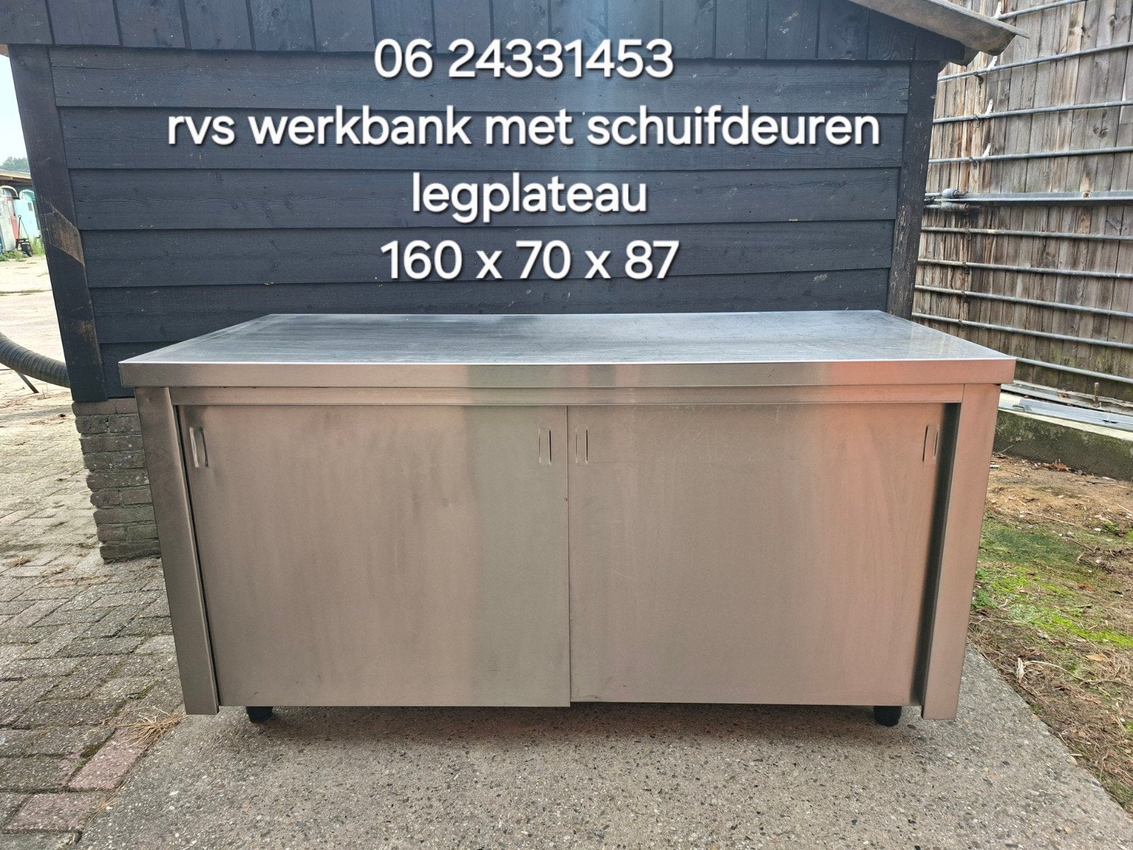 werkbank rvs met schuifdeuren en legplateau, Huis en Inrichting, Ophalen, 150 tot 200 cm, Zo goed als nieuw, Minder dan 100 cm
