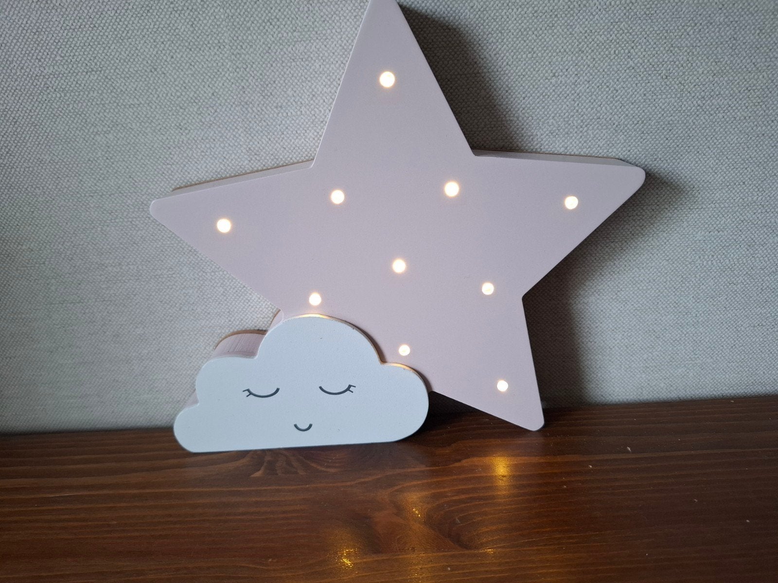 Wolken spiegel en sterrenlampje voor babykamer, Ophalen, Zo goed als nieuw, Spiegel, Wit