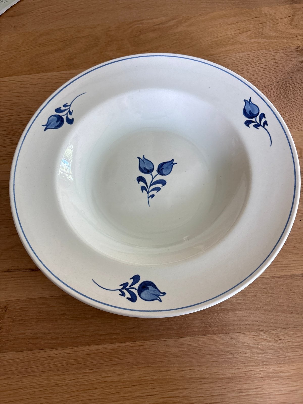 12x Puntgave soepborden "Tulpina" - Lichtblauw met tulpdecor, Ophalen, Overige merken, Keramiek, Zo goed als nieuw