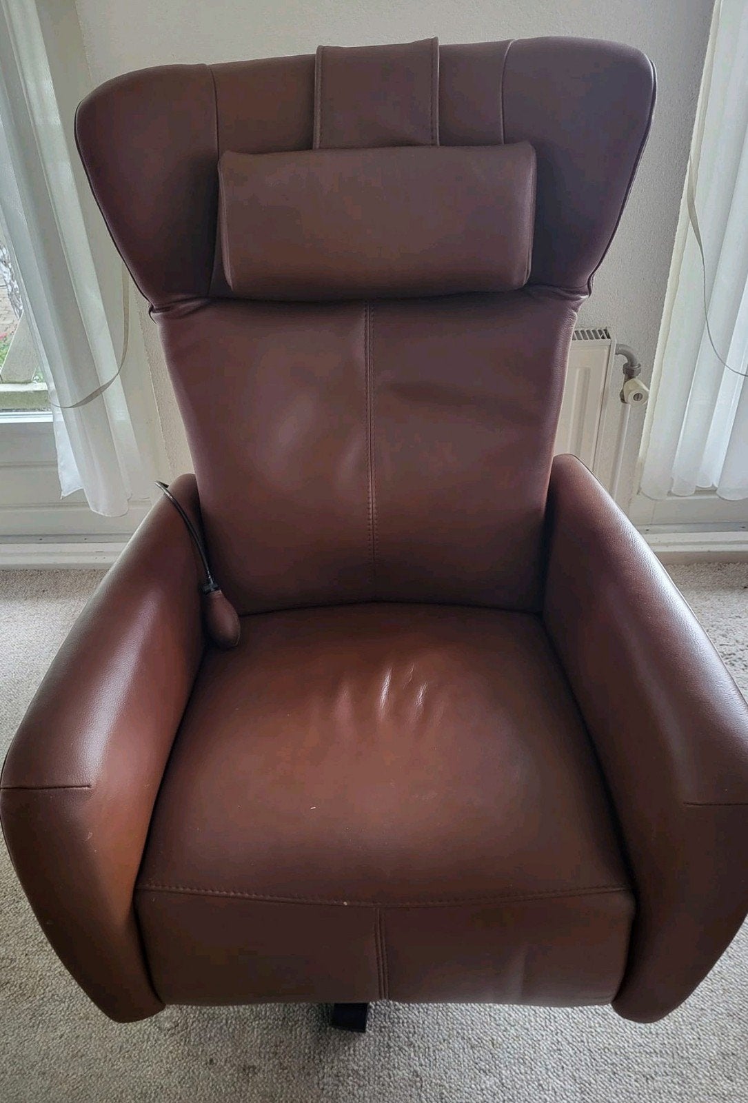 Prominent sta op stoel / draai relax stoel / cognacbruin, Ophalen, Gebruikt, Minder dan 75 cm, Leer