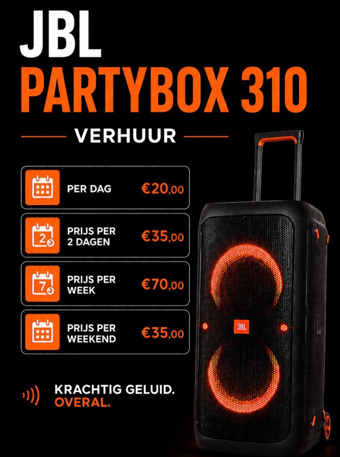 JBL PARTYBOX TE HUUR, Ophalen, Zo goed als nieuw, JBL