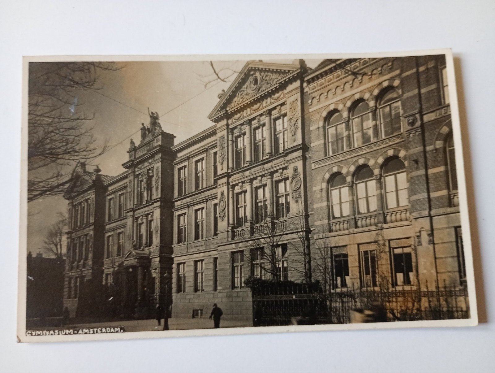 Fotokaart Amsterdam Weteringschans Barleus Gymnasium 1931, Ophalen of Verzenden, 1920 tot 1940, Gelopen, Noord-Holland