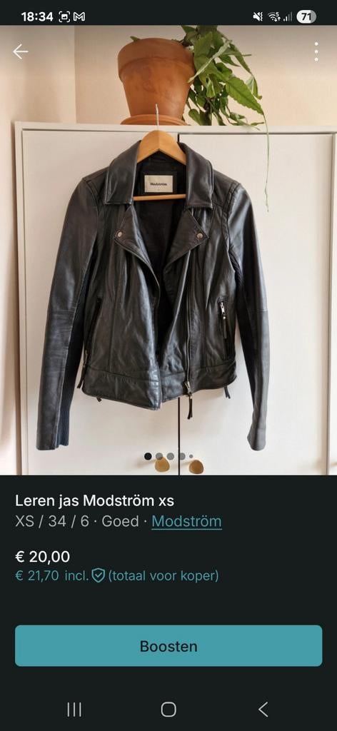 Modström leren jas XS, Ophalen, Modström, Zwart, Maat 34 (XS) of kleiner