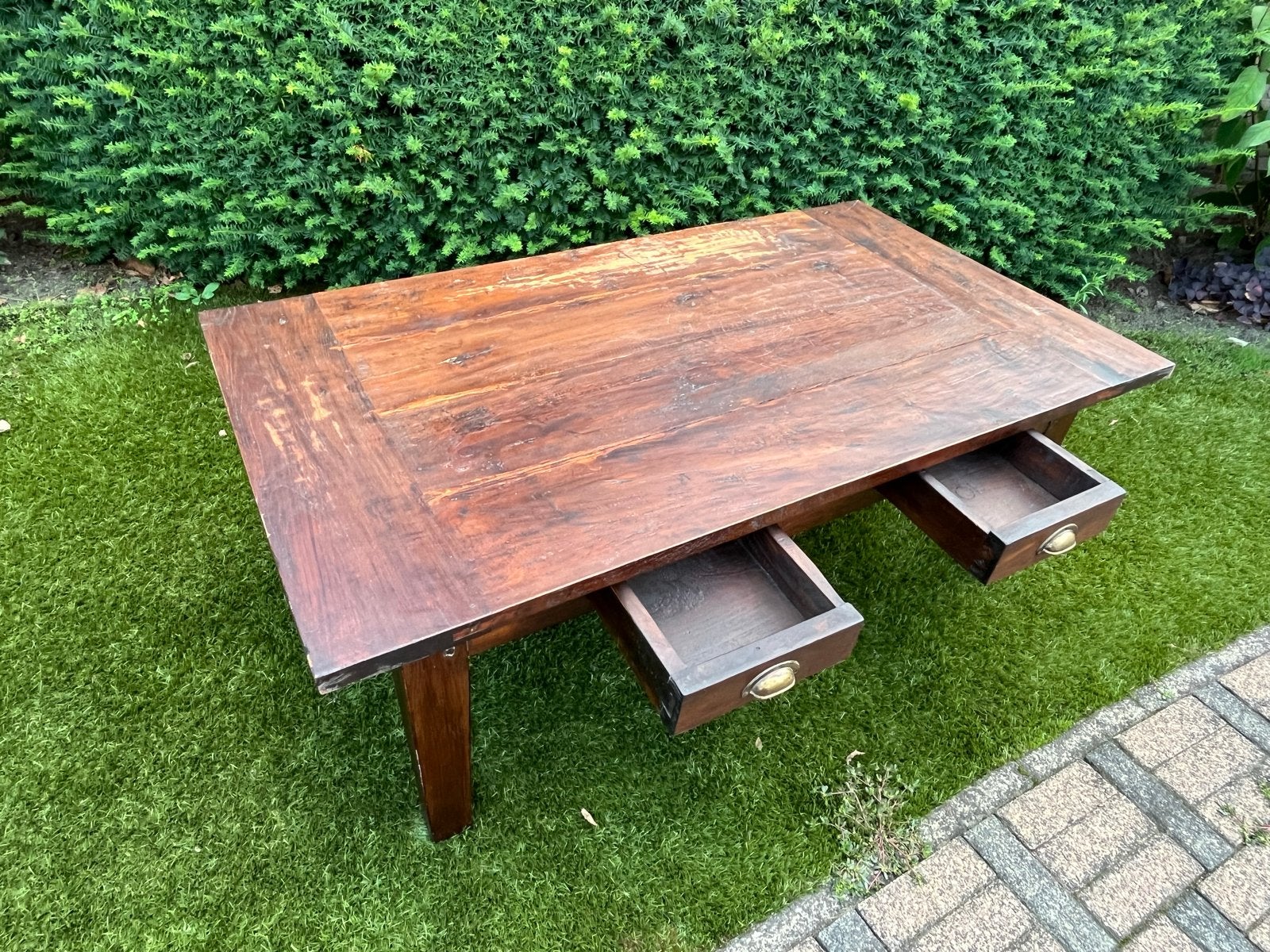 Massief houten salontafel met lades, Antiek en Kunst, Ophalen