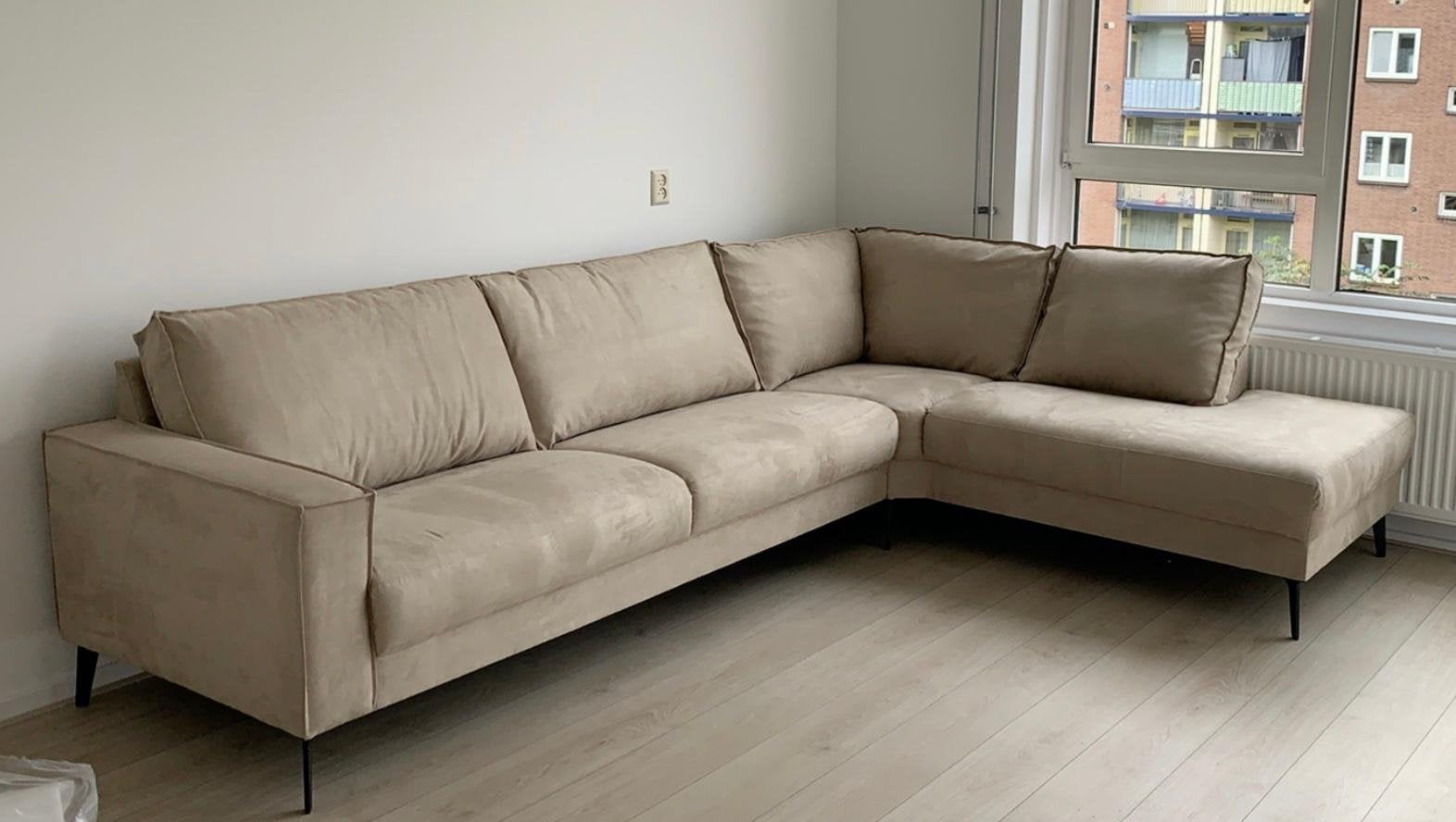 Bankstel beige, Huis en Inrichting, Ophalen, Zo goed als nieuw, Stof