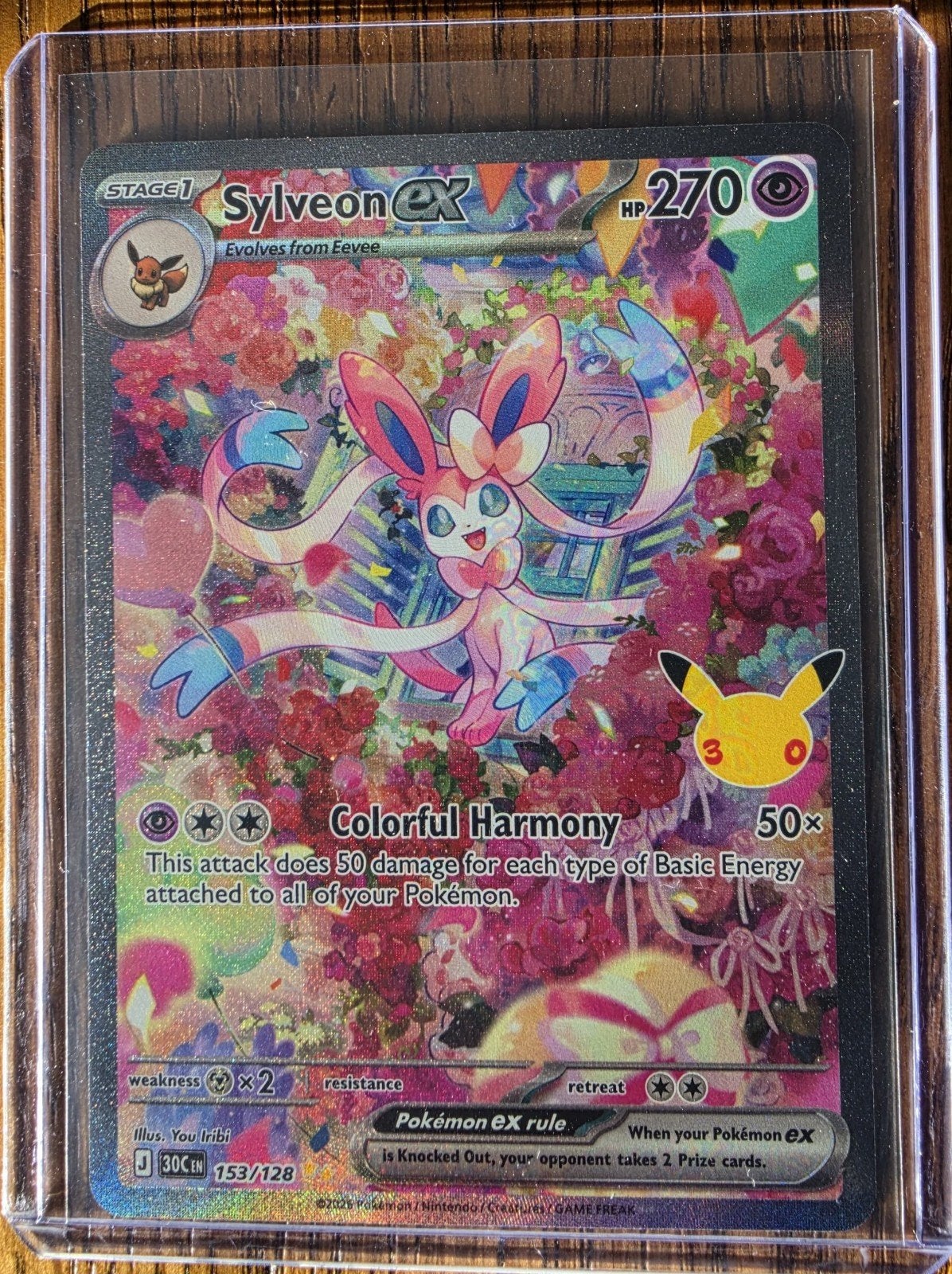 Sylveon EX 30th Pokemon, Ophalen of Verzenden, Zo goed als nieuw, Losse kaart, Foil