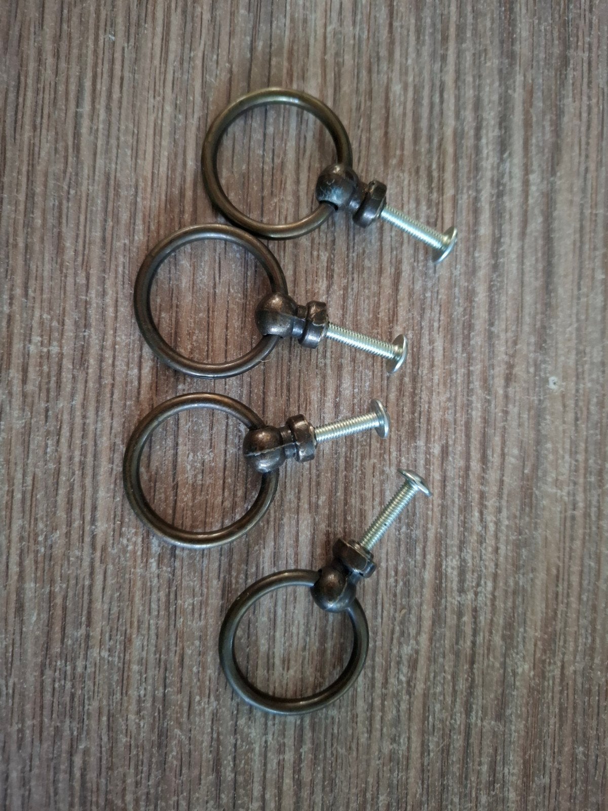 4x Bronzen Ringgrepen met Schroeven, Ophalen of Verzenden, Gebruikt, Minder dan 50 mm, Overige typen