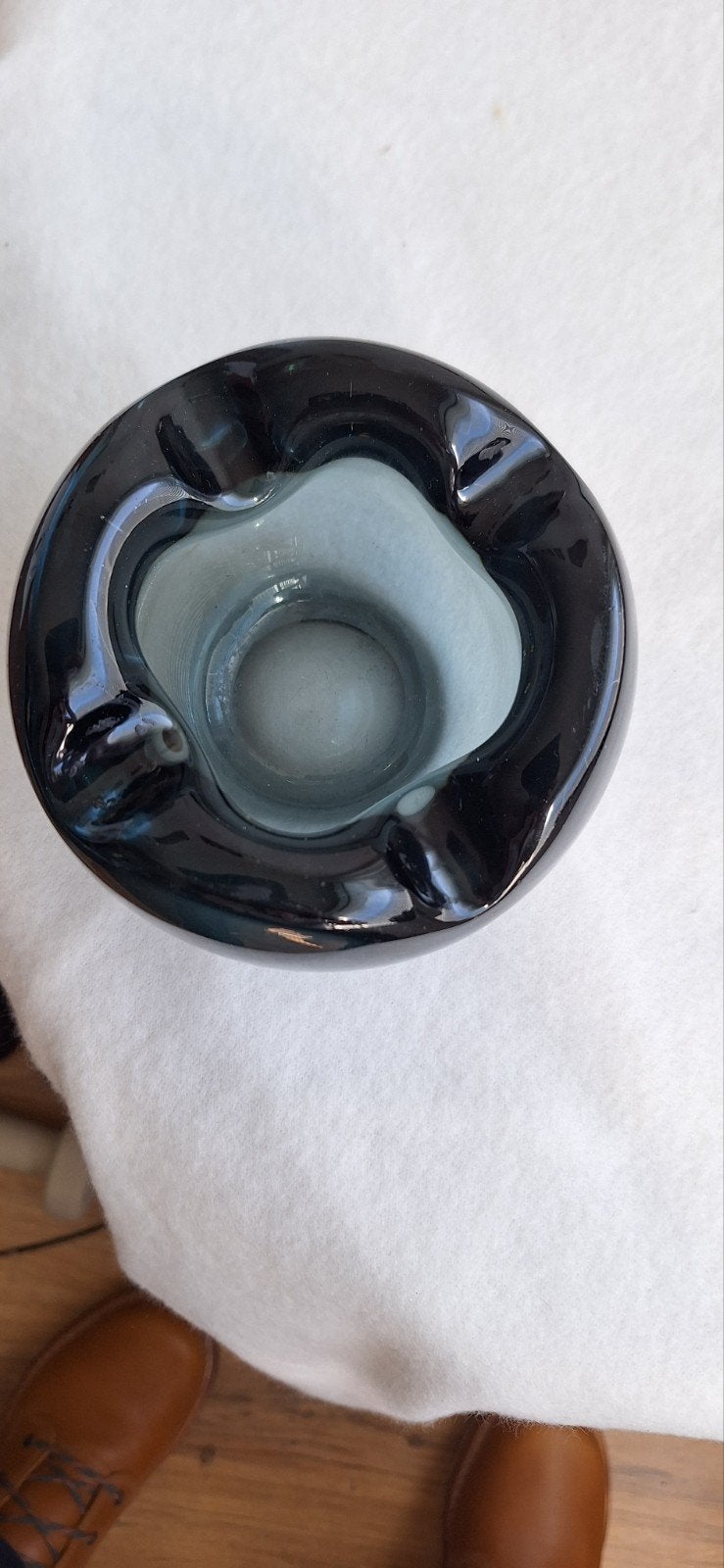 Vintage glazen asbak - Donkerblauw/grijs, Ophalen of Verzenden