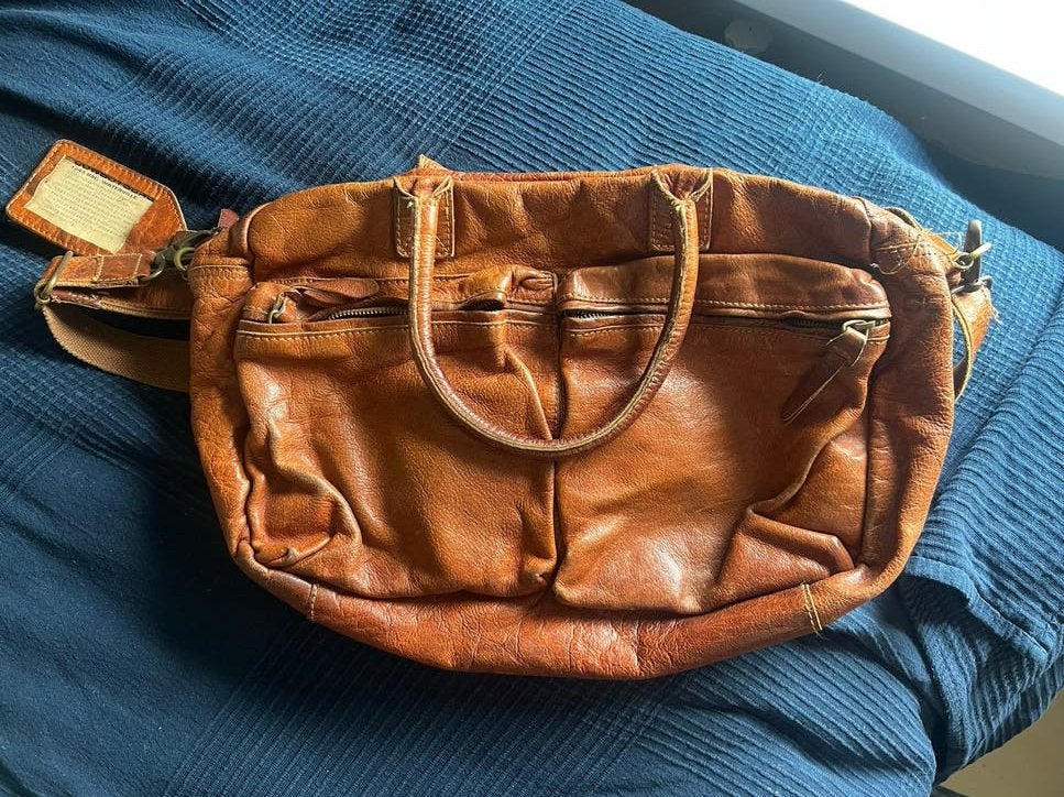 Cowboysbag- Vintage Leren Schoudertas - Bruin, Overige merken, Gebruikt, Bruin, Ophalen of Verzenden