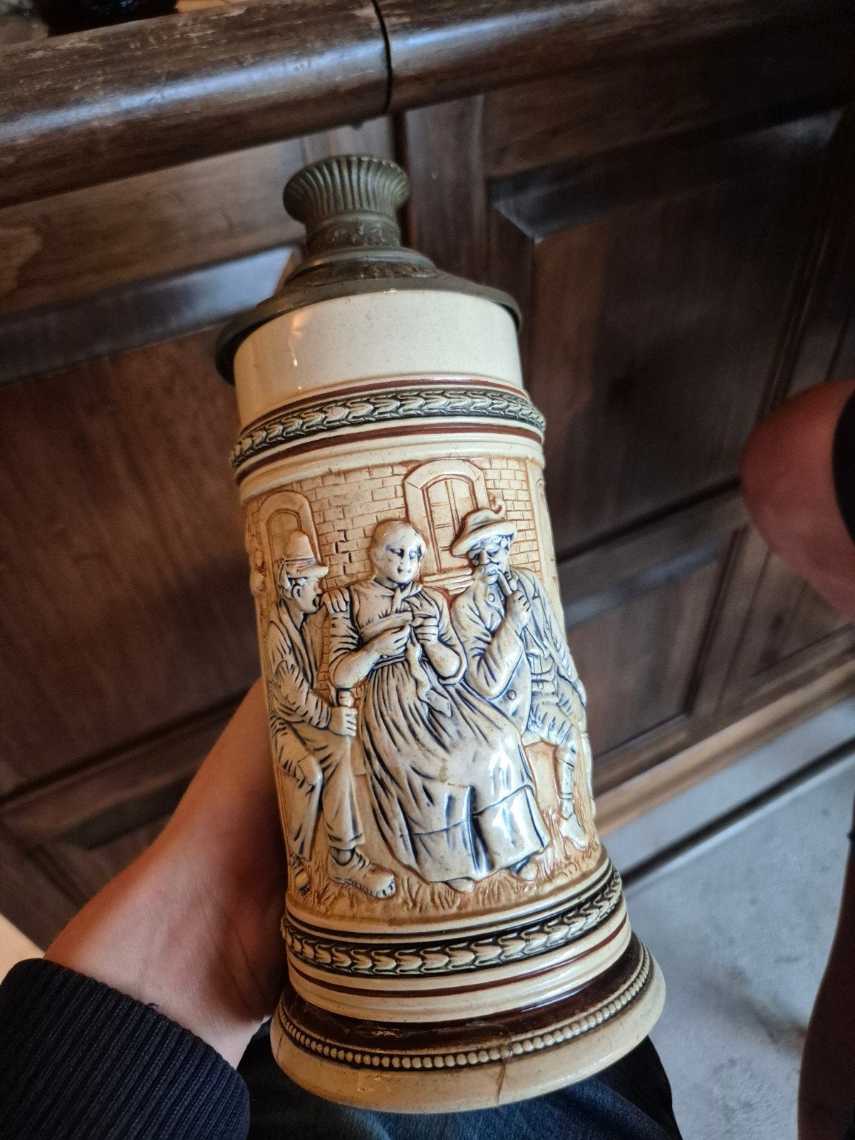 oude antieken bierkan, biermok, Ophalen