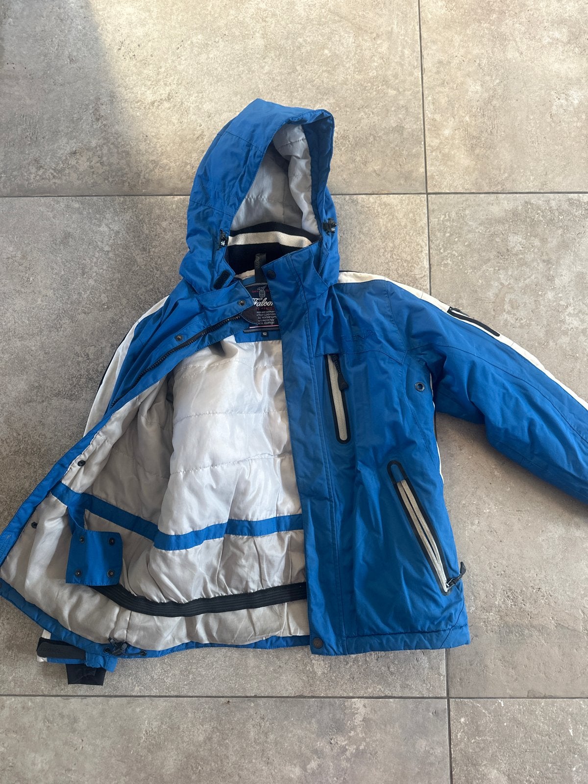 Falcon ski-jas blauw/wit maat 152, Ophalen of Verzenden, Gedragen, Overige maten, Blauw