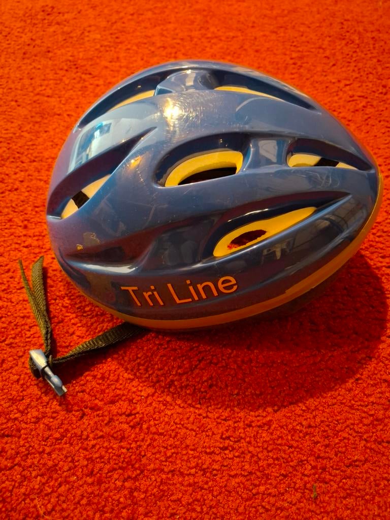 Tri Line Fietshelm Blauw/Geel - Kindermaat, Gebruikt, Jongen of Meisje, Overige maten, Ophalen of Verzenden