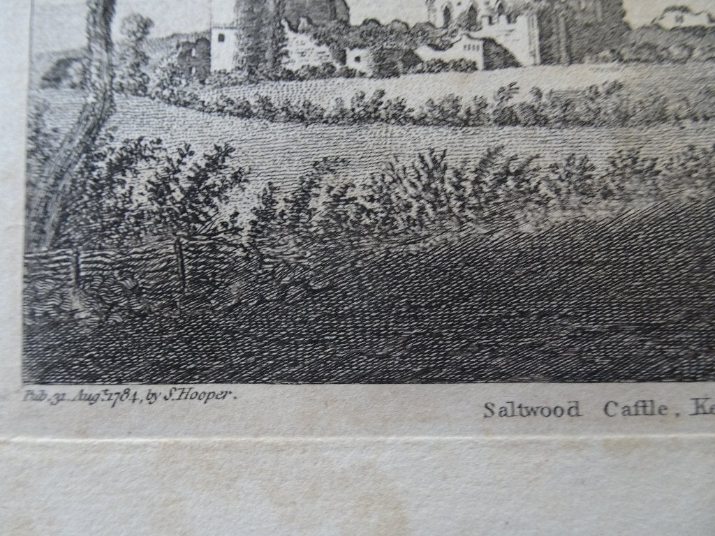 ets Saltwood castle Kent, Engeland, S. Hooper, 1784, Ophalen of Verzenden, Gravure, Origineel, Landschap