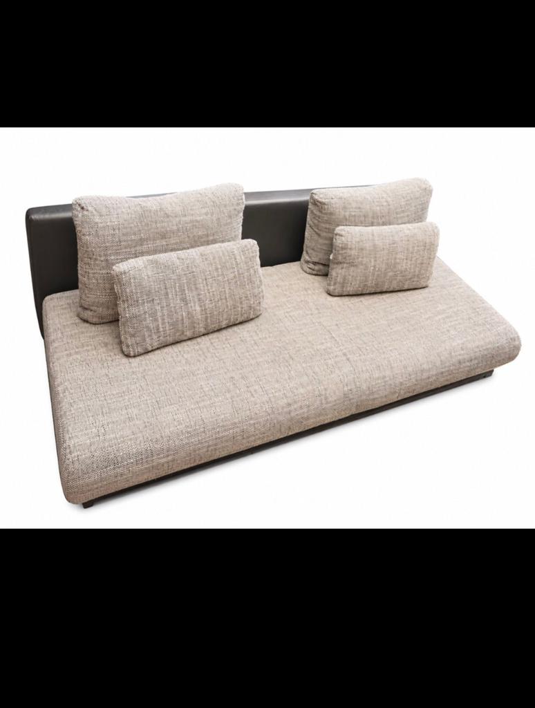 Slaapbank met opbergvak - 200x140 cm, Ophalen, Gebruikt, Grijs, Tweepersoons