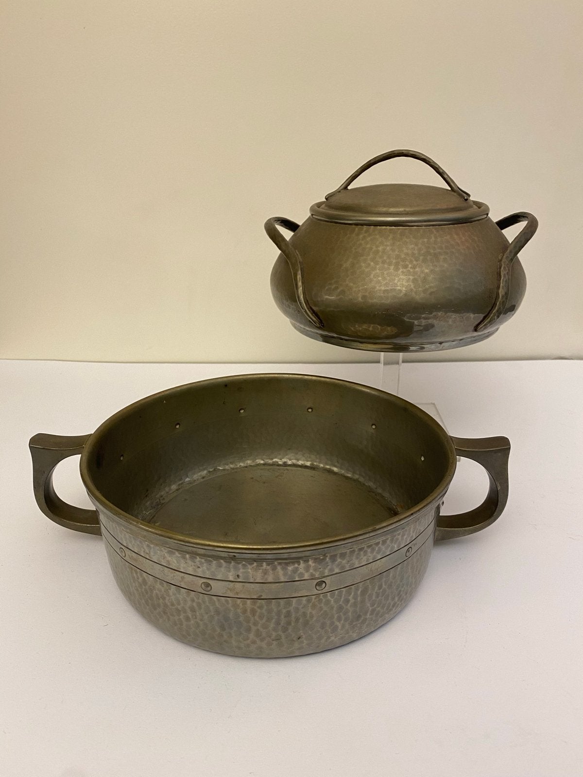 Tinnen Engels Art Deco Set - Kom en Pot, Ophalen of Verzenden