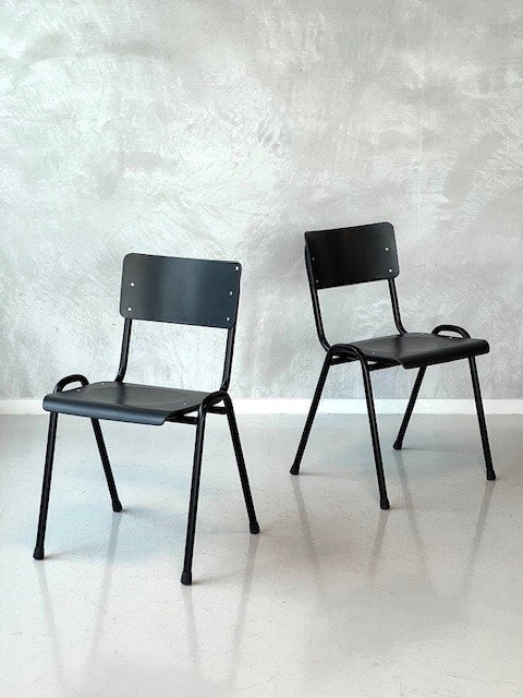 Retro eettafelstoelen nieuw stapelstoelen antraciet prijs ps, ., Nieuw, Ophalen of Verzenden, .