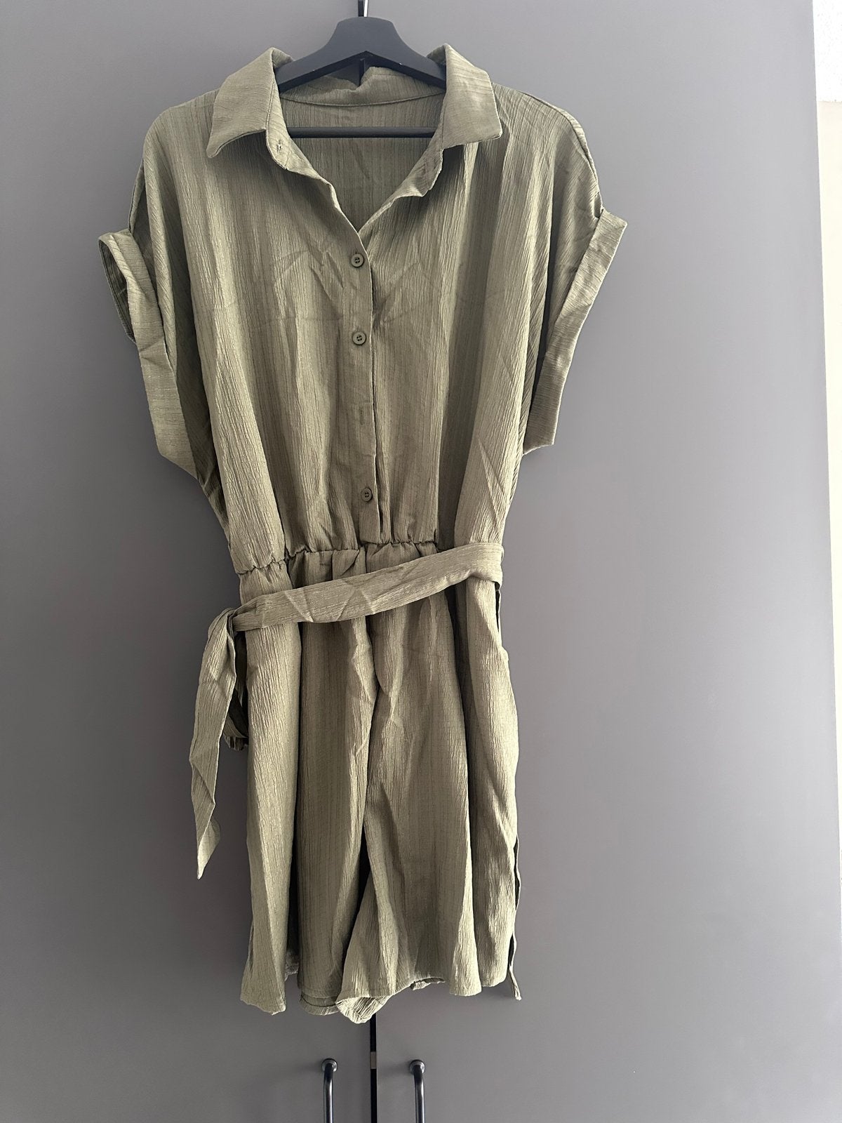 Groene Jumpsuit met Korte Mouwen en Ceintuur Shein curve 2xl, Ophalen of Verzenden, Zo goed als nieuw, Maat 46/48 (XL) of groter