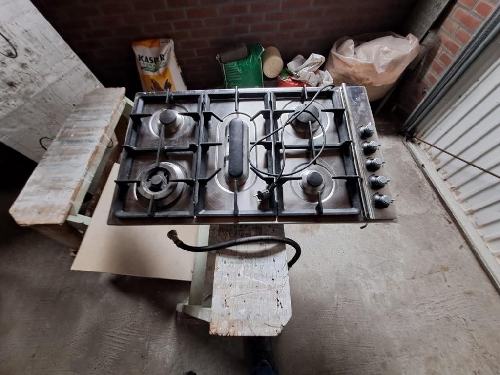 Gasplaat 5 pits, Witgoed en Apparatuur, Kookplaten, Ophalen, Gebruikt, Inbouw, Gas