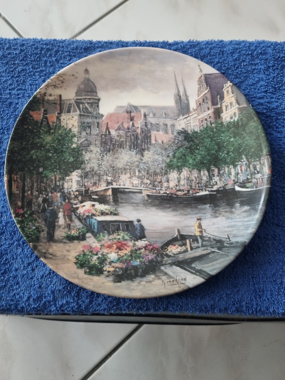 Decoratieve wandbord met Amsterdams grachtgezicht, Ophalen of Verzenden