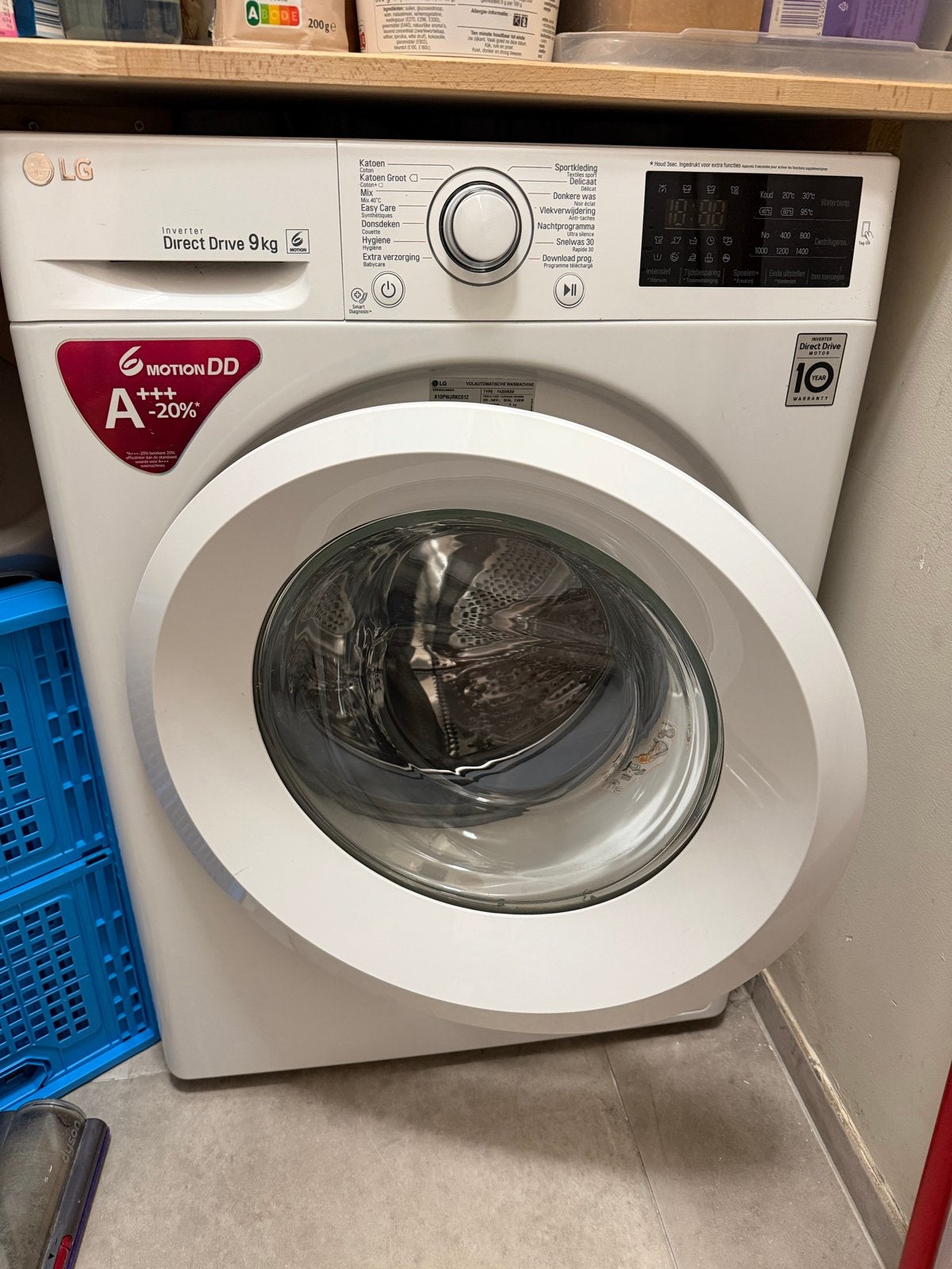 LG Direct Drive 9kg Wasmachine A+, Witgoed en Apparatuur, Ophalen, 1200 tot 1600 toeren, Gebruikt, 8 tot 10 kg