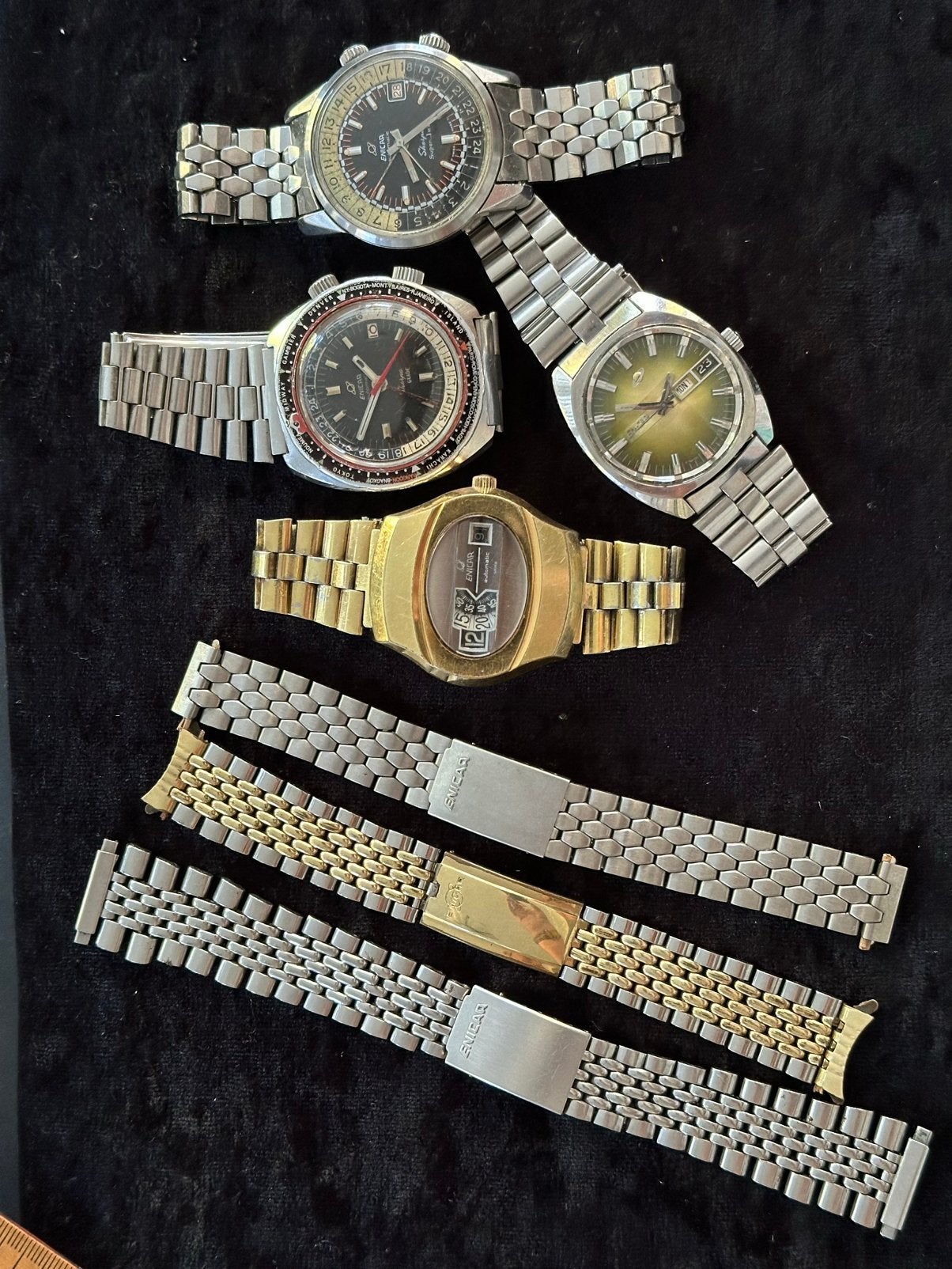 ENICAR”Sherpa Guide”,”Super Jet”,Jumphour,, Sieraden, Tassen en Uiterlijk, Horloges | Dames, Overige merken, Staal, Gebruikt, Staal