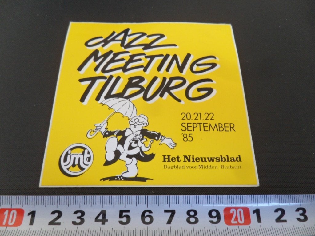 sticker 1985 jazz meeting tilburg jmt / het nieuwsblad, Ophalen, Zo goed als nieuw