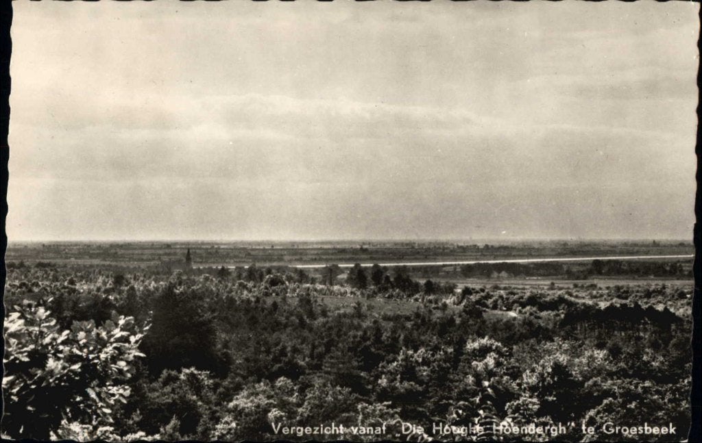 Groesbeek (Gld) Vergezicht vanaf de hooghe..Hoenderb.1959., Verzamelen, Ansichtkaarten | Nederland, Ophalen, 1940 tot 1960, Gelopen