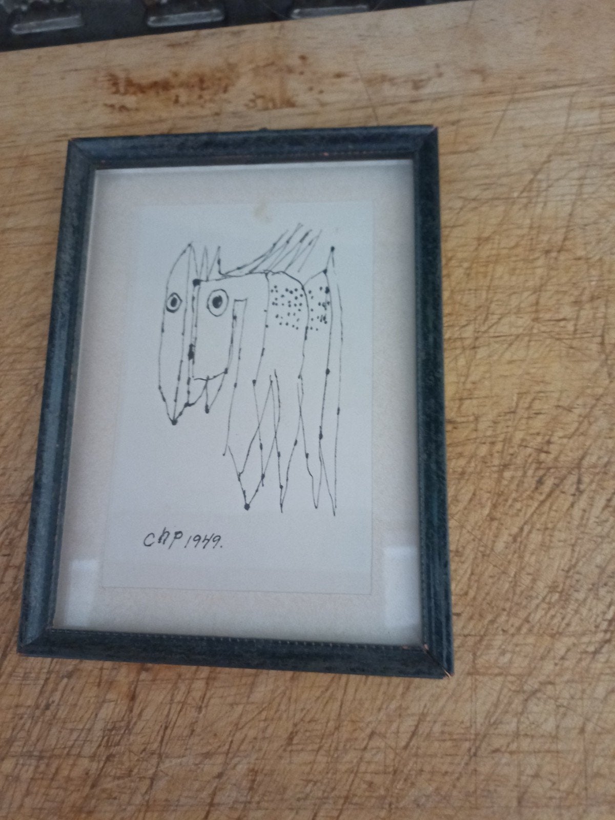 Bijzondere Tekening Kat van Carl Henning Pedersen uit 1949, Antiek en Kunst, Verzenden, Tekening, Ingelijst