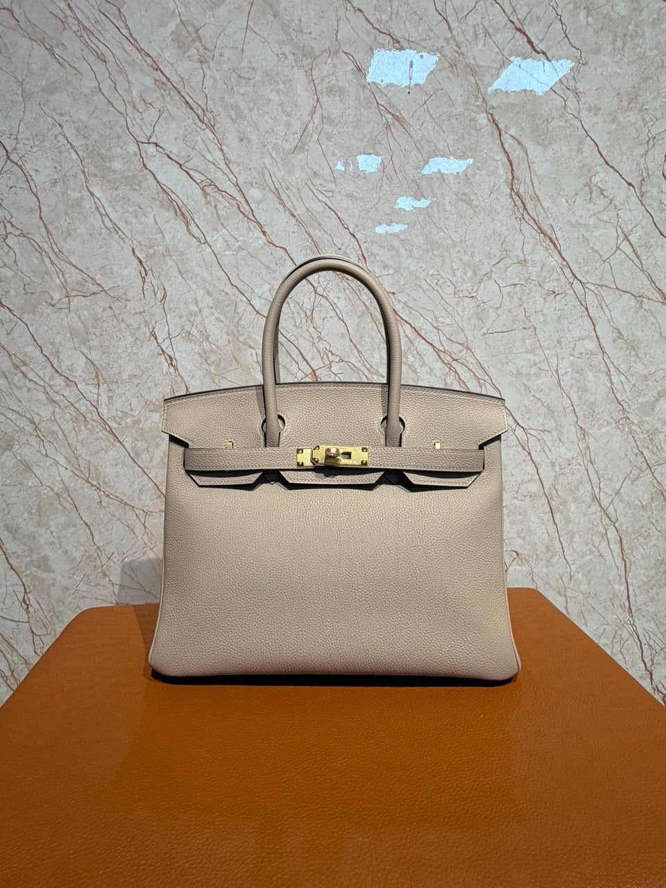 Hermes birkin 30 | Beige, Ophalen of Verzenden, Zo goed als nieuw, Blauw, Handtas