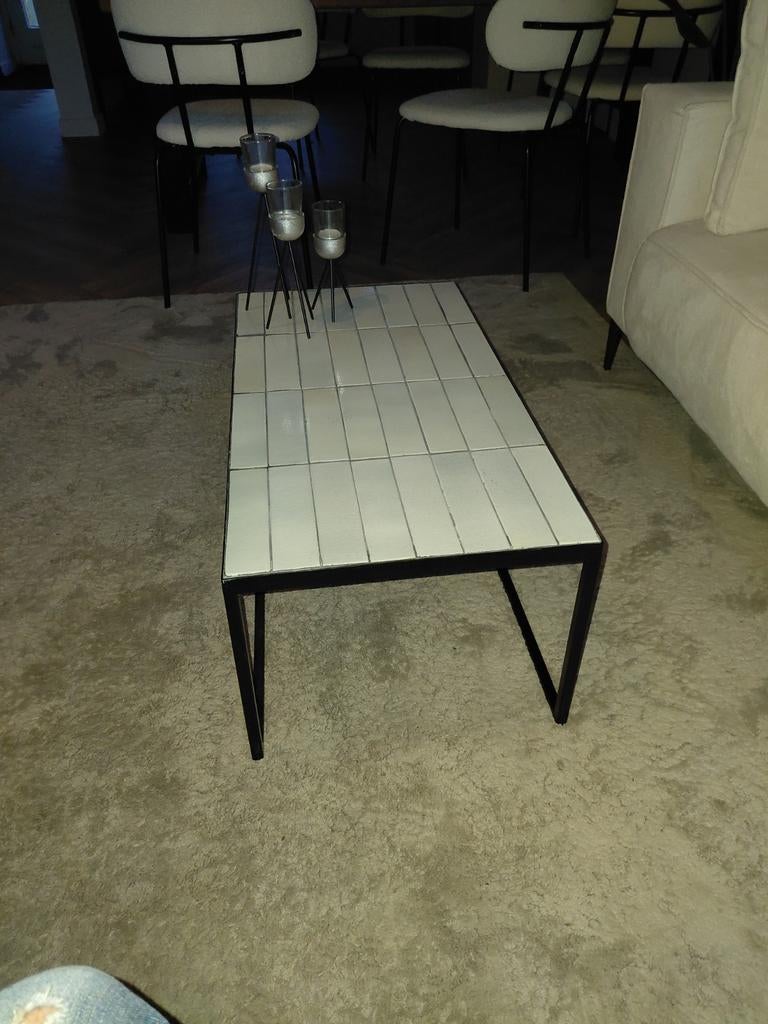 Tafel ingelegd met witte tegeltjes, Ophalen, Gebruikt, 50 tot 100 cm, 50 tot 100 cm