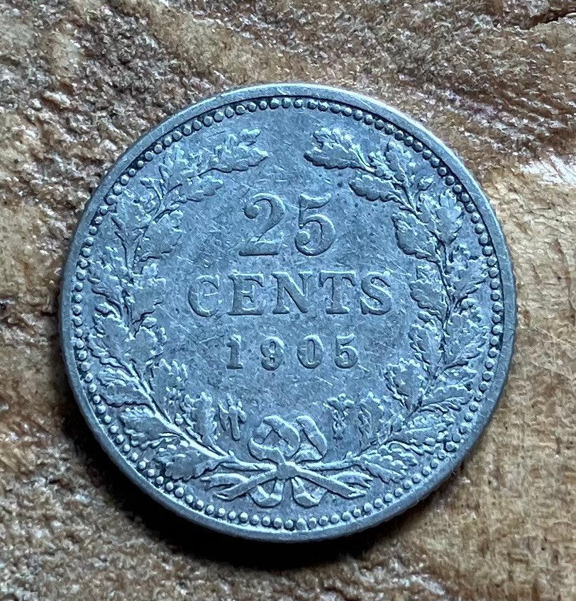 25 cent 1905 Wilhelmina, Ophalen, Zilver, 25 cent, Koningin Wilhelmina